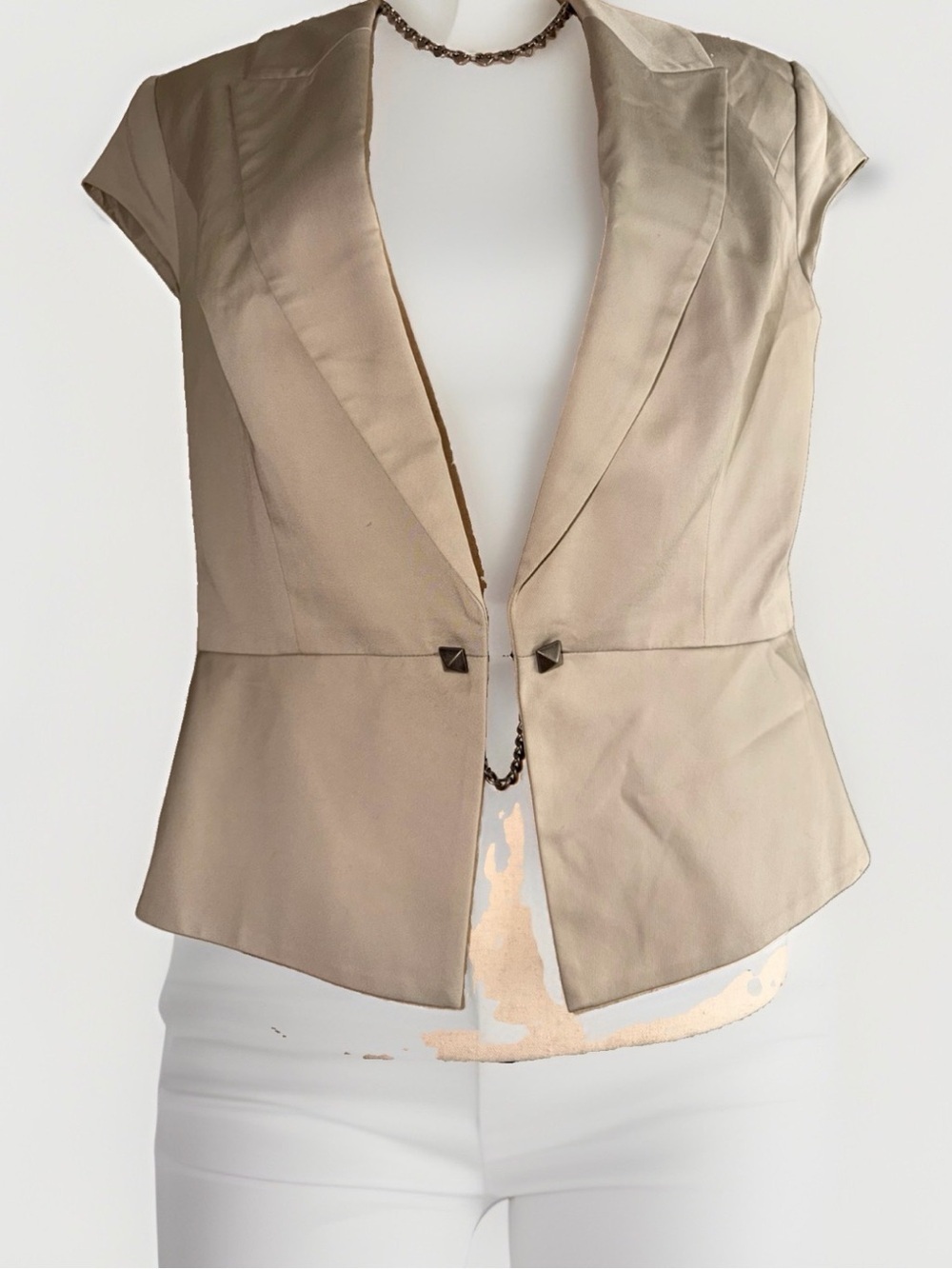 EDGY Cotton Peplum Cap-Sleeve Tailored Blazer